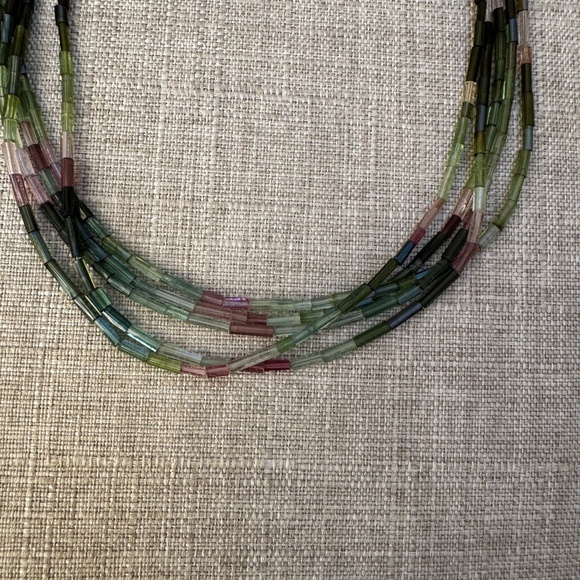 Five Strand Multi Color Tourmaline Gemstone Necklace  18" length - Picture 3 of 8